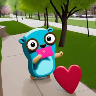 Go Blue Gopher sending a love letter to his girlfriend.