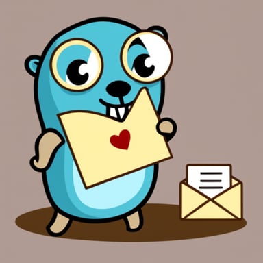 Go Blue Gopher sending a love letter to his girlfriend.