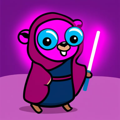 go blue gopher as jedi gopher with pink hair