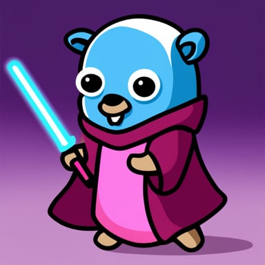 go blue gopher as jedi gopher with pink hair