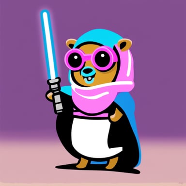 go blue gopher as jedi gopher with pink hair