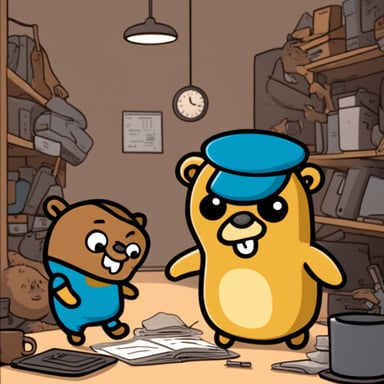 Happy Go Blue Gopher working with bufio