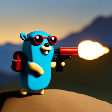 Go blue gopher with flamethrower