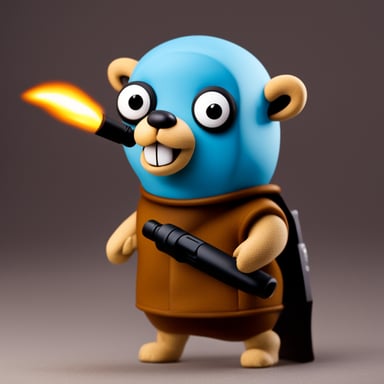 Go blue gopher with flamethrower