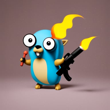 Go blue gopher with flamethrower