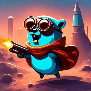 Go Blue Gopher with a flare gun launching rockets to a server.