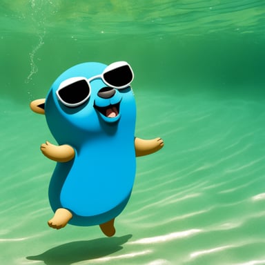 Go Blue Gopher swimming in the sunshine.