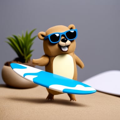 Go blue gopher with surfboard.
