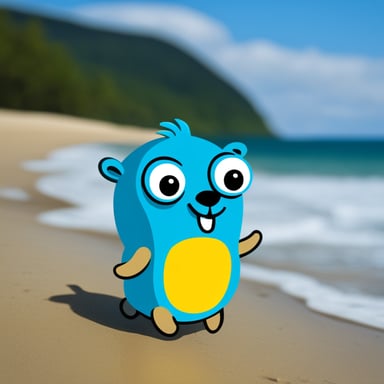 Go Blue Gopher swimming in the ocean.