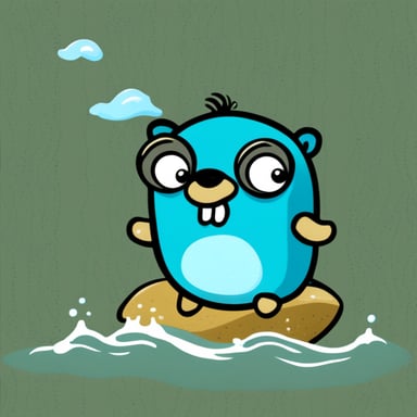 Go Blue Gopher swimming in the ocean.