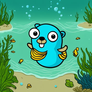Go Blue Gopher swimming in the ocean.