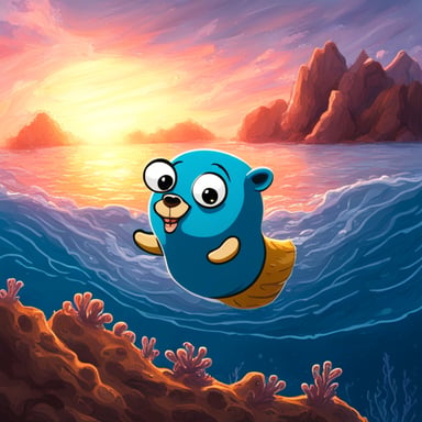 Go Blue Gopher swimming in the ocean.