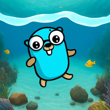 Go Blue Gopher swimming in the ocean.