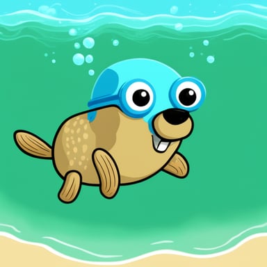 Go Blue Gopher swimming in the ocean.