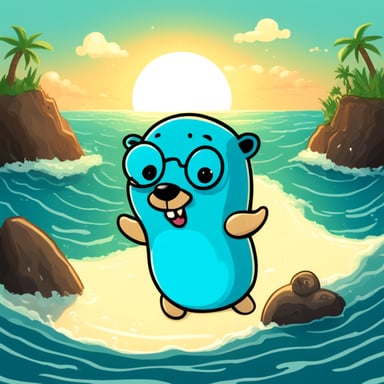 Go Blue Gopher swimming in the sea.