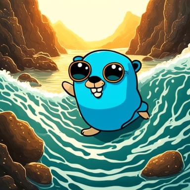 Go Blue Gopher swimming in the sea.
