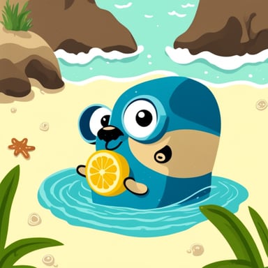 Go Blue Gopher swimming in the sea.