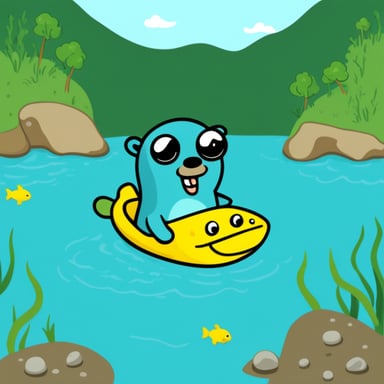 Go Blue Gopher swimming in the sea.