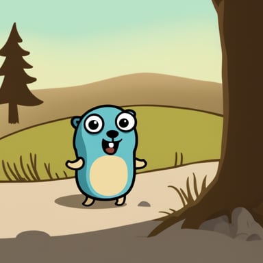 Go Blue Gopher sees a shadow and feels happy yet scared.