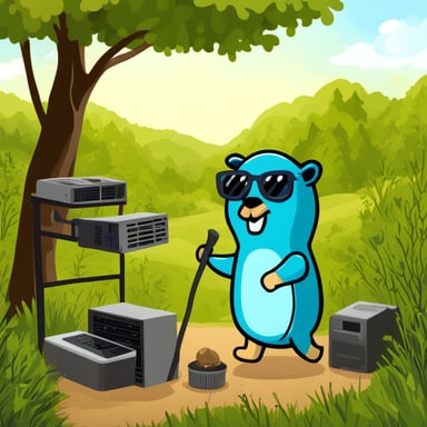 Go Blue Gopher building a data center in a wildlife reserve.