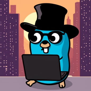 Go blue gopher as a black hat hacker