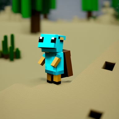 A photorealistic Go Blue Gopher in a Minecraft world.
