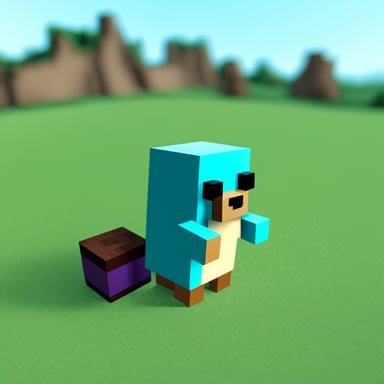 A photorealistic Go Blue Gopher in a Minecraft world.