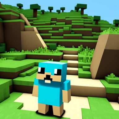 A photorealistic Go Blue Gopher in a Minecraft world.