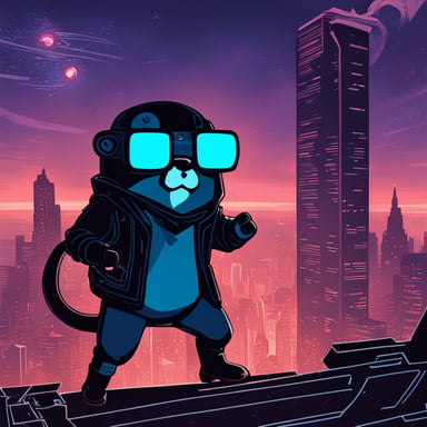 Go blue gopher, a cyberpunk part-android, defeating Adam Smasher from Cyberpunk.