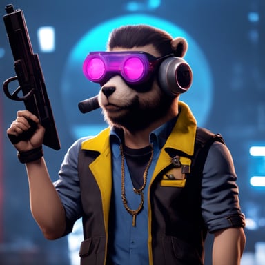 Go Blue Gopher as Adam Smasher from Cyberpunk 2077.