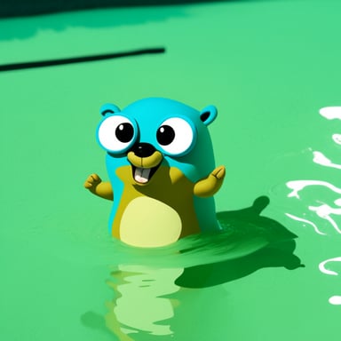 Go Blue Gopher swimming in a pool.