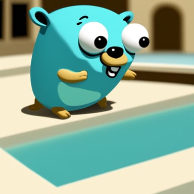 Go Blue Gopher swimming in a pool.