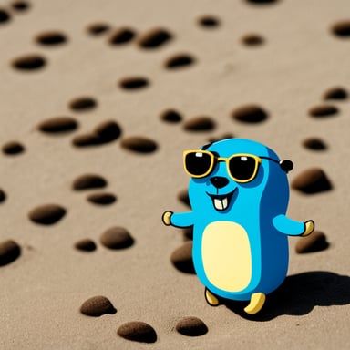 Go Blue Gopher enjoying sun on the beach.