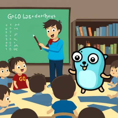 Go Blue Gopher teaching Go language.