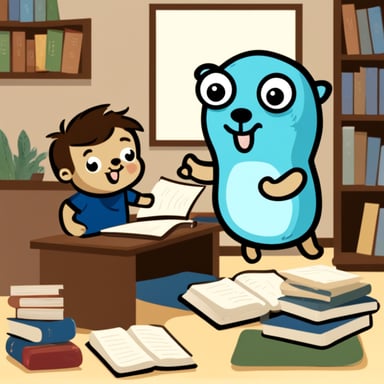 Go Blue Gopher teaching Go language.