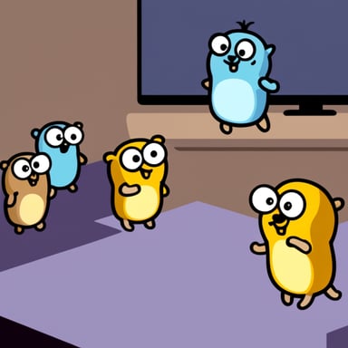 Go Blue Gopher teaching programming to other gophers.