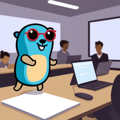 Go Blue Gopher at programming class