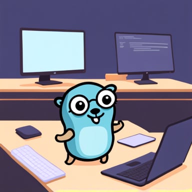 Go Blue Gopher at programming class