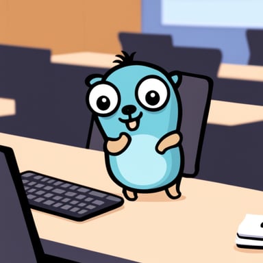 Go Blue Gopher at programming class