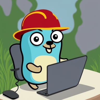 Go Blue Gopher compiling a program