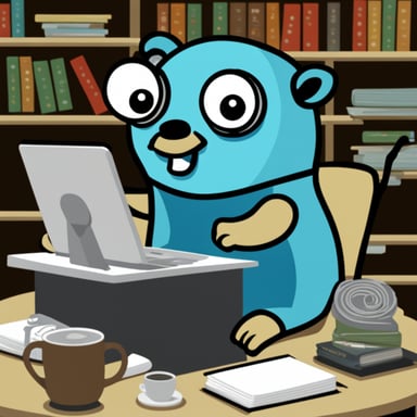 Go Blue Gopher compiling a program