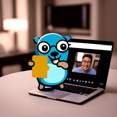 Go Blue Gopher having a video call with another Go Blue Gopher.