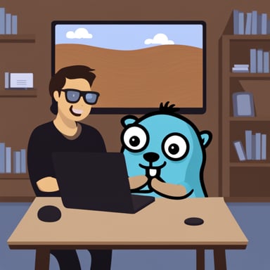 Go Blue Gopher having a video call with another Go Blue Gopher.