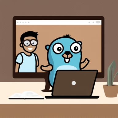Go Blue Gopher having a video call with another Go Blue Gopher.