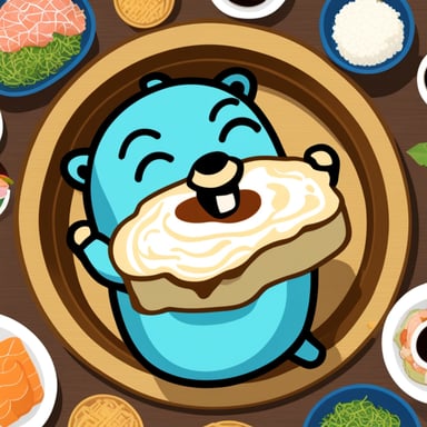 Go Blue Gopher eating in a circle sushi restaurant.