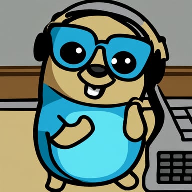 Go Blue Gopher as a tech support employee on the phone.