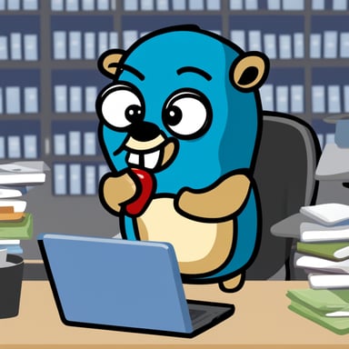 Go Blue Gopher as a tech support employee on the phone.