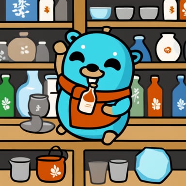 Go Blue Gopher drinking sake.