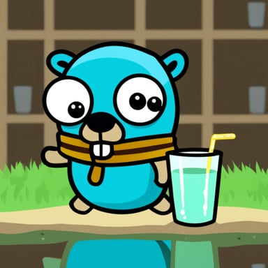 Go Blue Gopher having a drink.