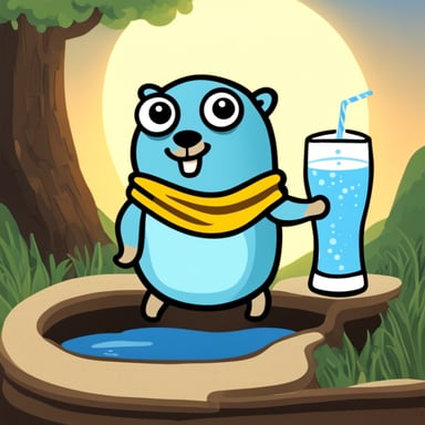 Go Blue Gopher having a drink.